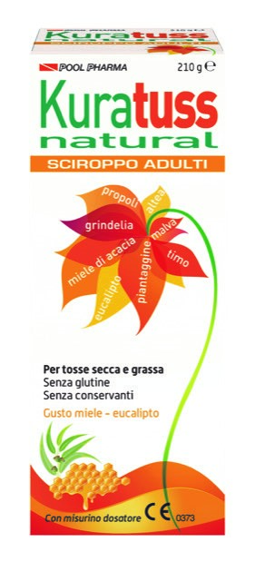 KURATUSS NATURAL SCIROPPO ADULTI PER TOSSE SECCA E GRASSA CON MISURINO DOSATORE GUSTO MIELE EUCALIPTO 210 G - Farmapre