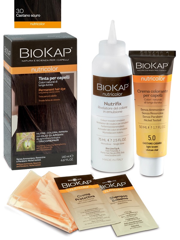 BIOKAP NUTRICOLOR 3,0 NEW CASTANO SCURO TINTA TUBO + FLACONE - Farmapre