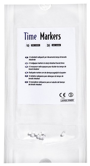 MARCATORE RADIOPACO IN GRANULI A BASE DI POLIPROPILENE FOOD GRADE E BARIO SOLFATO FU TIME-MARKERS PER RILEVAMENTO TEMPO DI TRANSITO INTESTINALE BUSTA DA 10 CILINDRETTI 20 PEZZI - Farmapre