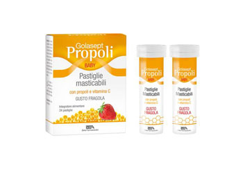 GOLASEPT PROPOLI BABY 24 COMPRESSE MASTICABILI FRAGOLA - Farmapre