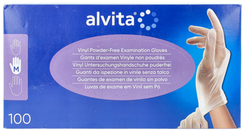 GUANTI DA ISPEZIONE ALVITA IN VINILE SENZA TALCO M 100 PEZZI - Farmapre