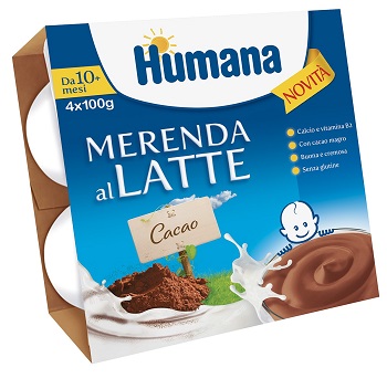 HUMANA MERENDA AL LATTE GUSTO CIOCCOLATO 100 G 4 PEZZI - Farmapre