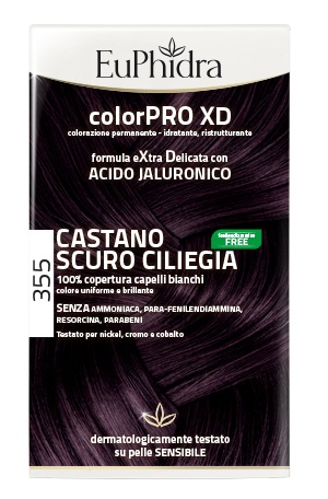 EUPHIDRA COLORPRO XD 355 CASTANO SCURO CILIEGIA GEL COLORANTE CAPELLI IN FLACONE + ATTIVANTE + BALSAMO + GUANTI - Farmapre
