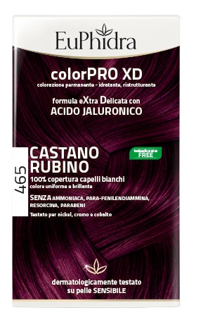 EUPHIDRA COLORPRO XD 465 CAST RUBINO GEL COLORANTE CAPELLI IN FLACONE + ATTIVANTE + BALSAMO + GUANTI - Farmapre