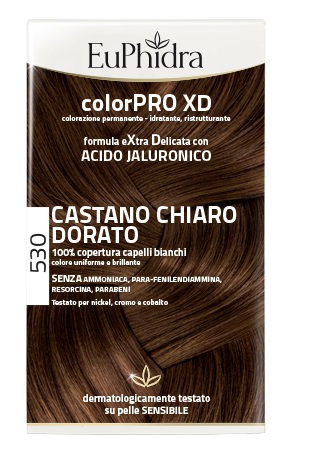 EUPHIDRA COLORPRO XD 530 CASTANO CHIARO DORATO GEL COLORANTE CAPELLI IN FLACONE + ATTIVANTE + BALSAMO + GUANTI - Farmapre