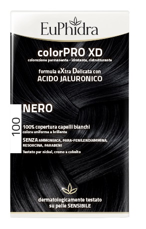 EUPHIDRA COLORPRO XD 100 NERO GEL COLORANTE CAPELLI IN FLACONE + ATTIVANTE + BALSAMO + GUANTI - Farmapre