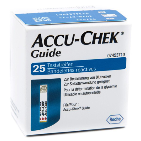STRISCE MISURAZIONE GLICEMIA ACCU-CHEK GUIDE 25 PEZZI CONFEZIONE RETAIL - Farmapre