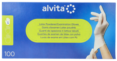 GUANTI DA ISPEZIONE ALVITA IN LATTICE TALCATI S 100 PEZZI - Farmapre