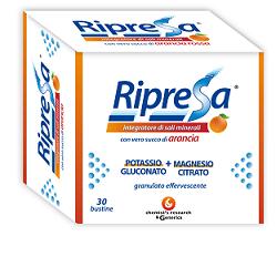 RIPRESA 30BUST 10G INTEGRATORE ALIMENTARE DI MAGNESIO E POTASSIO BUSTINE EFFERVESCENTI UTILE NEGLI STATI DI STANCHEZZA - Farmapre
