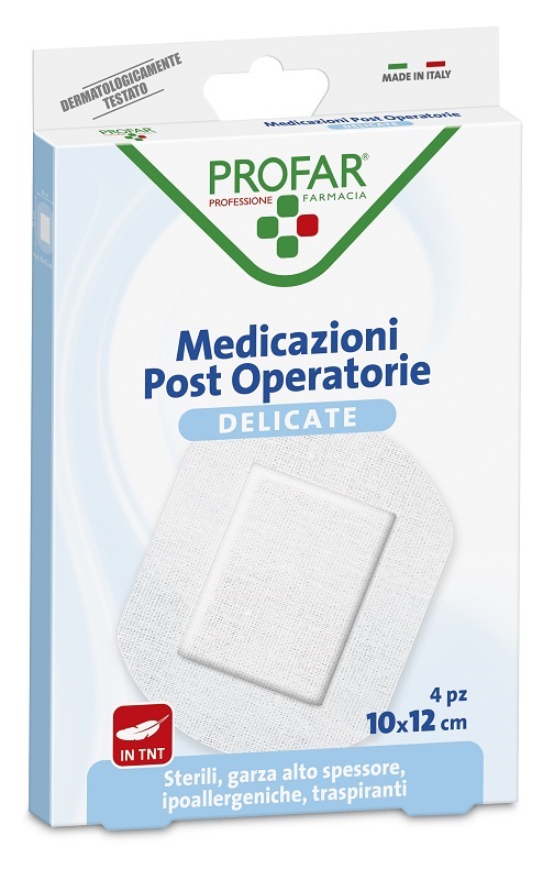 MEDICAZIONE POST OPERATORIA STERILE GARZA ANTIADERENTE 10X12 CM 4 PEZZI PROFAR - Farmapre