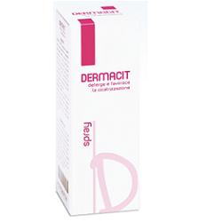DERMACIT SPRAY FLACONE CILINDRICO IN PE BIANCO CON TASTO EROGATORE SPRAY IN PP BIANCO E CAPPUCCIO SALVATASTO TRASPARENTE,DISPOSITIVO MEDICO 1 PZ - Farmapre