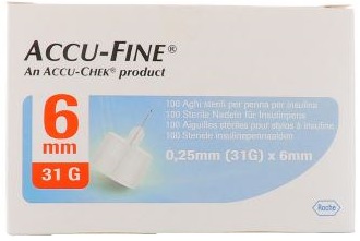 AGO PER PENNA DA INSULINA ACCU-FINE PEN NEEDLE ACCU-CHEK GAUGE 31 X 6MM 100 PEZZI - Farmapre