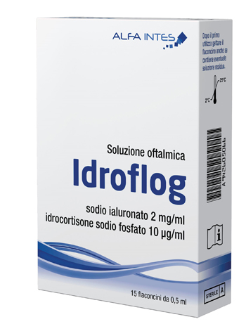 SOLUZIONE OFTALMICA IDROFLOG A BASE DI IALURONATO DI SODIO E IDROCORTISONE SODIO FOSFATO 15 FLACONCINI DA 0,5 ML - Farmapre