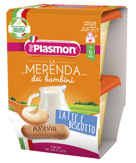 PLASMON LA MERENDA DEI BAMBINI MERENDE LATTE BISCOTTO ASETTICO 2 X 120 G - Farmapre