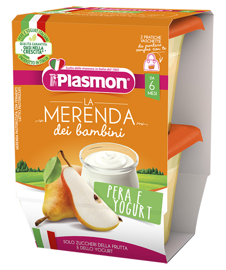 PLASMON LA MERENDA DEI BAMBINI SAPORI DI NATURA PERA YOGURT ASETTICO 2 X 120 G - Farmapre