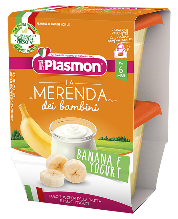 PLASMON LA MERENDA DEI BAMBINI SAPORI DI NATURA BANANA YOGURT ASETTICO 2 X 120 G - Farmapre