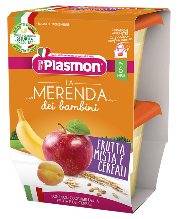 PLASMON LA MERENDA DEI BAMBINI MERENDE FRUTTA CEREALI ASETTICO 2 X 120 G - Farmapre