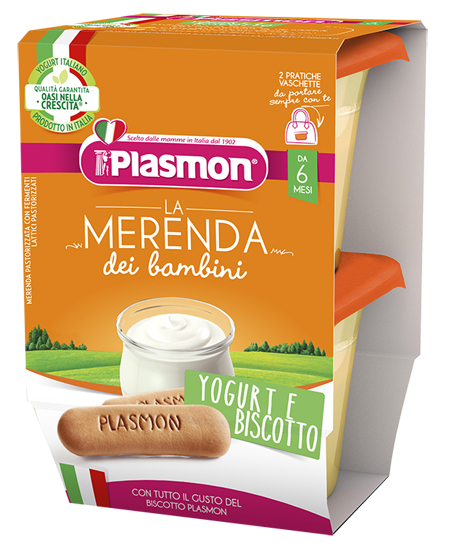PLASMON LA MERENDA DEI BAMBINI SAPORE DI NATURA YOGURT BISCOTTO ASETTICO 2 X 120 G - Farmapre
