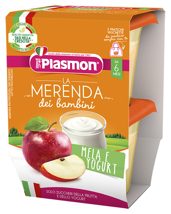 PLASMON LA MERENDA DEI BAMBINI SAPORI DI NATURA MELA YOGURT ASETTICO 2 X 120 G - Farmapre
