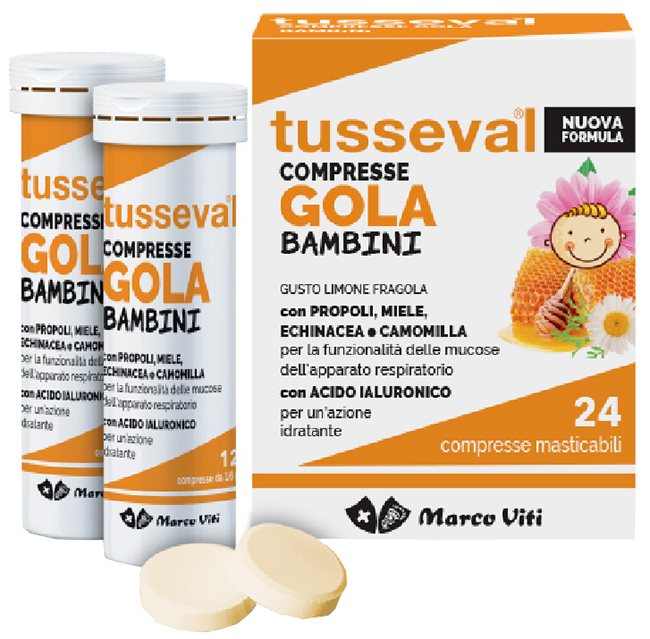 TUSSEVAL GOLA BAMBINI 24 COMPRESSE - Farmapre
