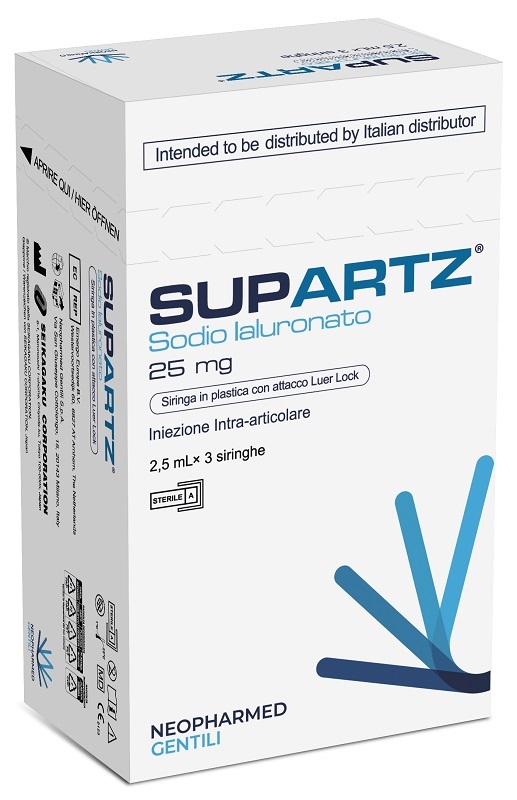 SIRINGA PRERIEMPITA INTRA-ARTICOLARE SUPARTZ ACIDO IALURONICO 25 MG 2,5 ML 3 PEZZI - Farmapre