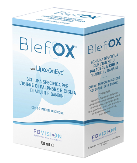 BLEFOX SCHIUMA SPECIFICA PER IGIENE PALPEBRE E CIGLIA 50 ML CON EROGATORE + 60 DISCHETTI - Farmapre