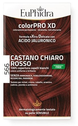 EUPHIDRA COLORPRO GEL COLORANTE CAPELLI XD 566 CASTANO CHIARO ROSSO 50 ML + ATTIVANTE + BALSAMO + GUANTI - Farmapre