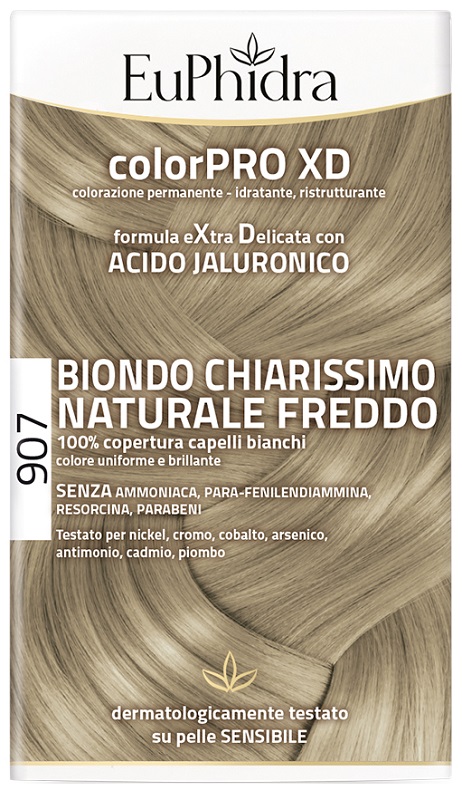 EUPHIDRA COLORPRO XD 907 BIONDO CHIARO MOGANO NATURALE F COLORE + ATTIVANTE + BALSAMO + CUFFIA + GUANTI - Farmapre