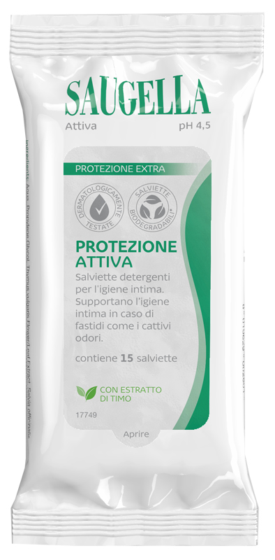 SAUGELLA ATTIVA SALVIETTINE 15 PEZZI - Farmapre