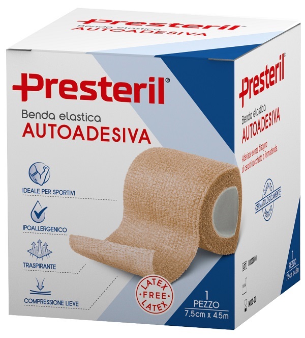 BENDA ELASTICA AUTOADESIVA LATEX FREE PRESTERIL CM 7,5X4,5 M TESI SKIN - Farmapre