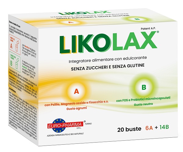 LIKOLAX 6 BUSTINE A 5 G GUSTO AGRUMI + 14 BUSTINE B 3 G GUSTO NEUTRO SENZA GLUTINE - Farmapre
