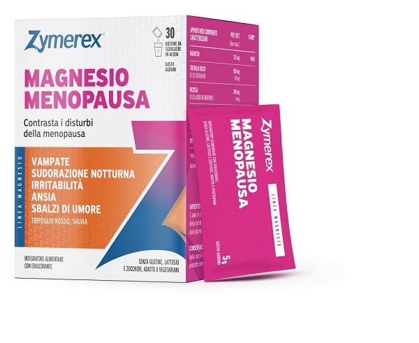 ZYMEREX MAGNESIO MENOPAUSA 30 BUSTINE DA 5 G GUSTO AGRUMI CON EDULCORANTE SENZA ZUCCHERI SENZA GLUTINE SENZA LATTOSIO - Farmapre