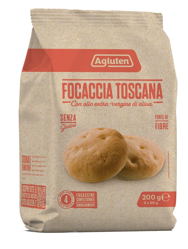 AGLUTEN FOCACCIA TOSCANA 4 PEZZI DA 50 G NATURALMENTE PRIVO DI LATTOSIO - Farmapre