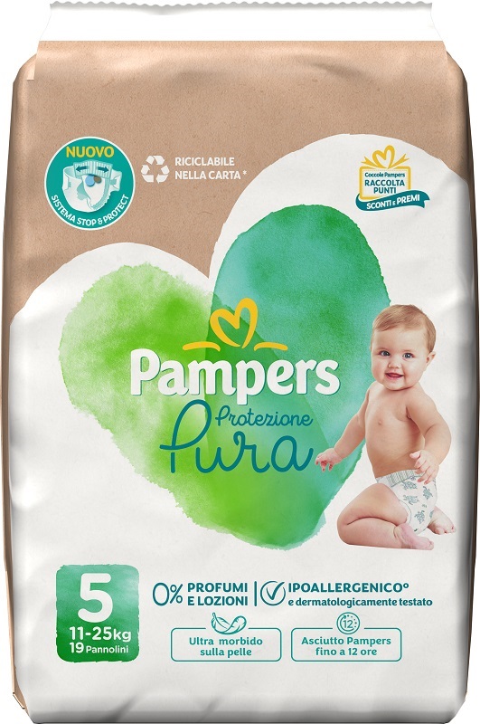 PAMPERS PROTEZIONE PURA JUNIOR PANNOLINI 19 PEZZI - Farmapre