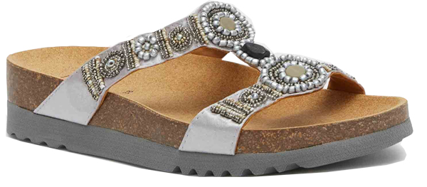 CALZATURA NEW BOGOTA' WEDGE SATIN+BEADS W SILVER/PEWTER 38 - Farmapre