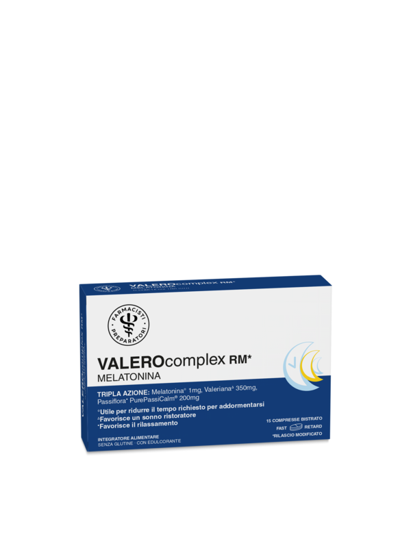 LFP VALEROCOMPLEX RM MELATONINA 15 COMPRESSE BISTRATO RIVESTITE CON EDULCORANTE SENZA GLUTINE - Farmapre