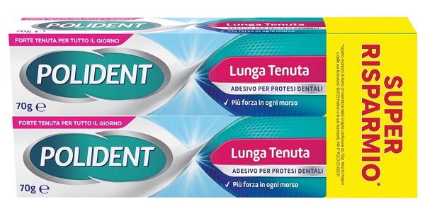 ADESIVO PROTESI DENTALI POLIDENT LUNGA TENUTA 2 TUBETTI X 70 G - Farmapre