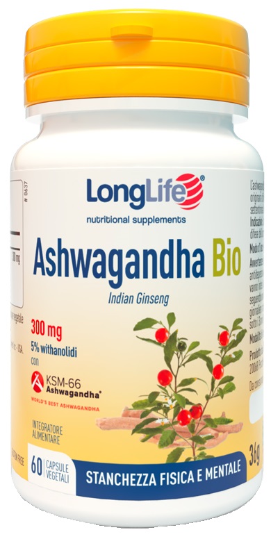 LONGLIFE ASHWAGANDHA BIO 5% 300 MG 60 CAPSULE VEGETALI - Farmapre