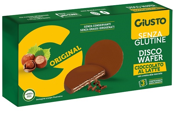 GIUSTO SENZA GLUTINE DISCO WAFER CIOCCOLATO AL LATTE 3 X 24 G - Farmapre