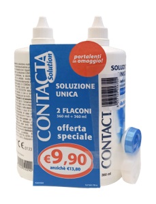 CONTACTA SOLUZIONE 2 FLACONI DA 360 ML + PORTALENTI IN OMAGGIO - Farmapre