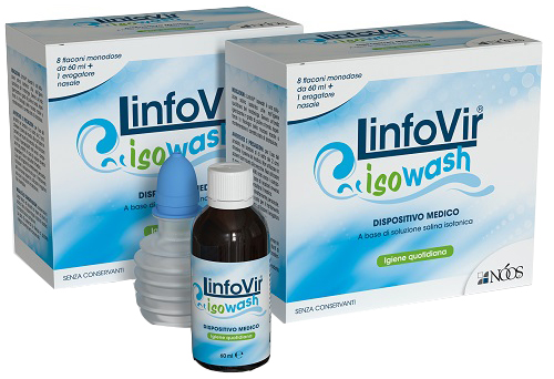 SOLUZIONE SALINA ISOTONICA LINFOVIR ISOWASH 2 ASTUCCI DA 8 FLACONI DA 60 ML - Farmapre
