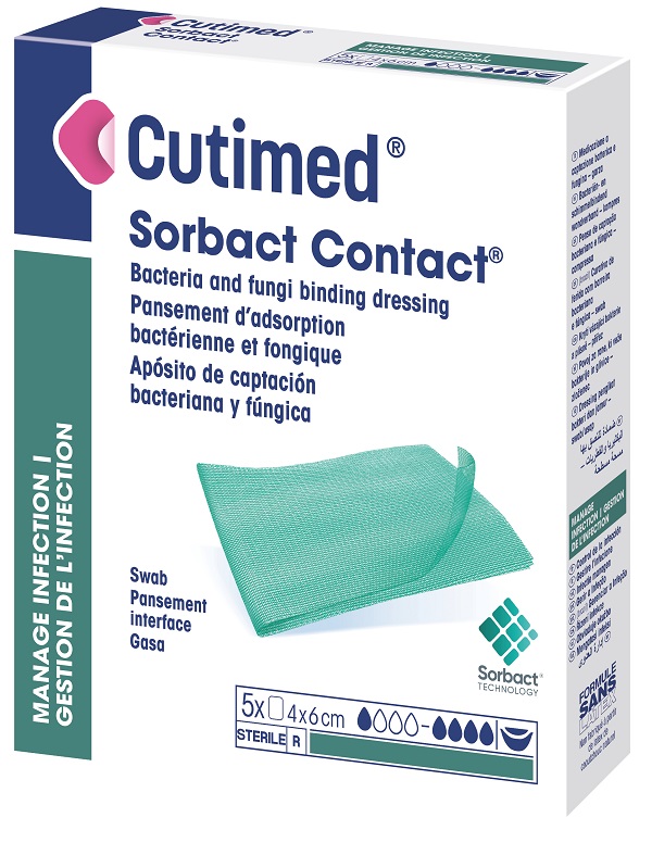 MEDICAZIONE IDROFOBICA CUTIMED SORBACT CONTACT 4X6 CM 5 PEZZI - Farmapre