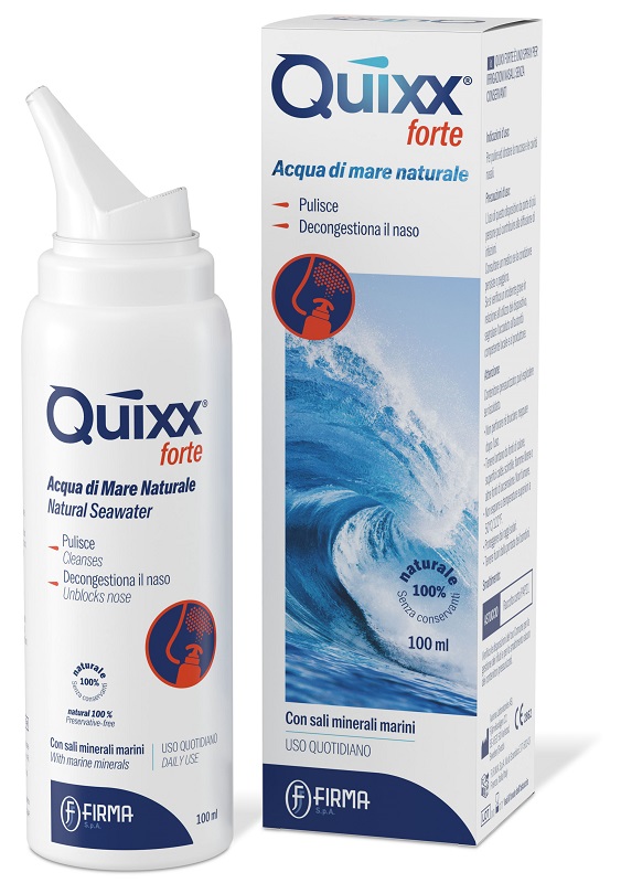 SOLUZIONE SPRAY PER IRRIGAZIONI NASALI QUIXX FORTE ACQUA MARINA IPERTONICA 100 ML - Farmapre