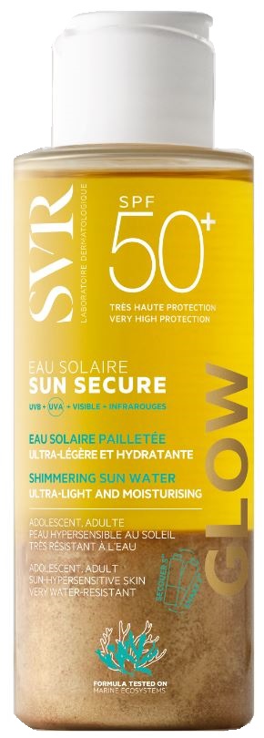 SUN SECURE EAU SOLAIRE GLOW SPF50+ ACQUA SOLARE BRILLANTINI ULTRA LEGGERA E IDRATANTE 100 ML - Farmapre