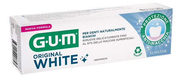 GUM ORIGINAL WHITE DENTIFRICIO SBIANCANTE 75 ML NUOVA FORMULA - Farmapre