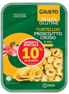 GIUSTO SENZA GLUTINE TORTELLINI PROCIUTTO CRUDO 250 G TAGLIO PREZZO -10% - Farmapre