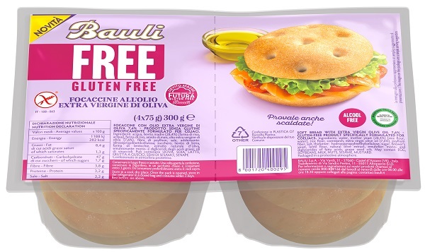 BAULI FREE FOCACCINE OLIO EXTRA VERGINE OLIVA 4 PEZZI DA 75 G - Farmapre