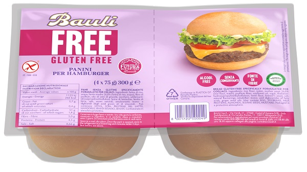 BAULI FREE PANINI HAMBURGER 4 PEZZI DA 75 G - Farmapre
