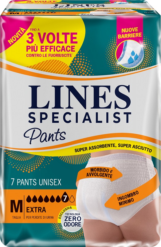 PANNOLONE PER INCONTINENZA LINES SPECIALIST PANTS EXTRA UNISEX M 7 PEZZI - Farmapre