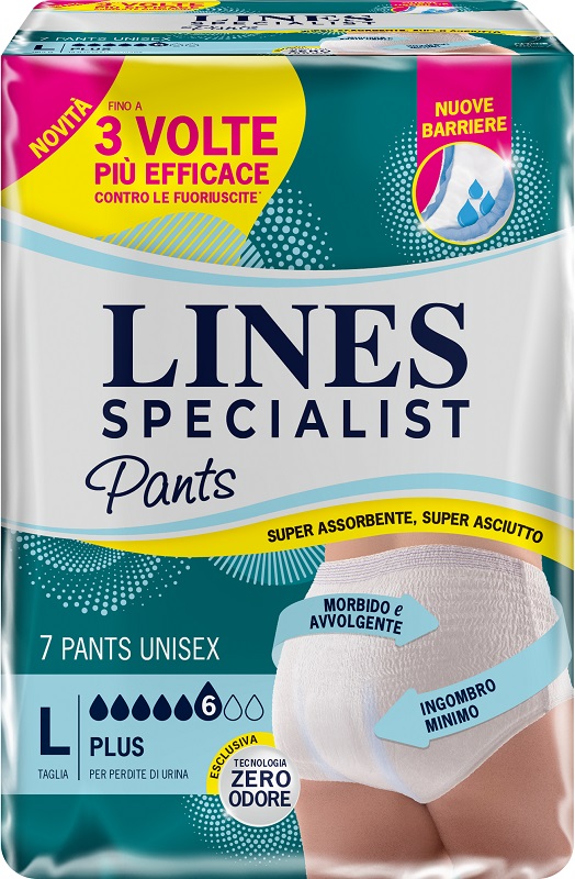 PANNOLONE PER INCONTINENZA LINES SPECIALIST PANTS PLUS UNISEX L 7 PEZZI - Farmapre